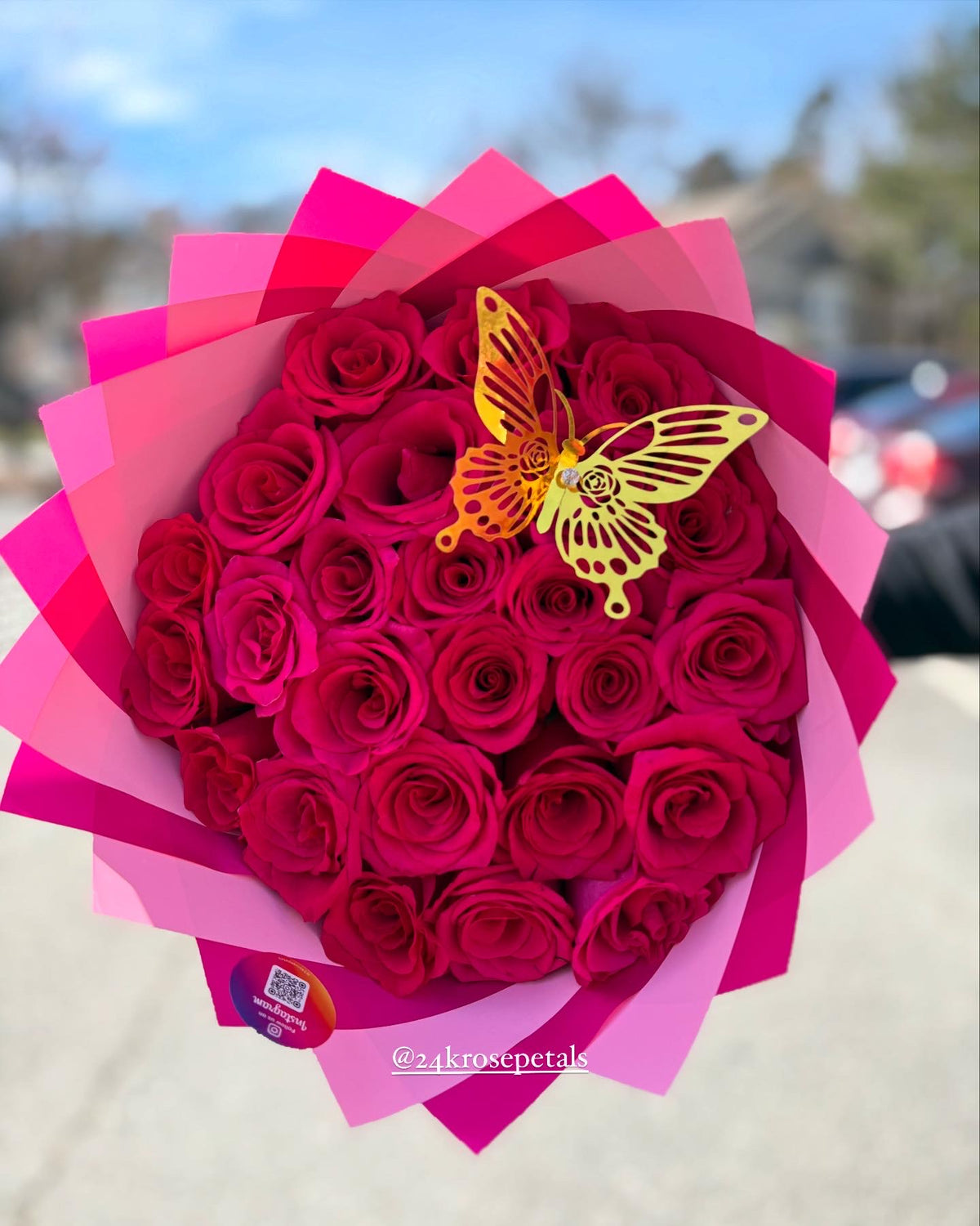 25 Hot Pink Rose Barbie Bouquet