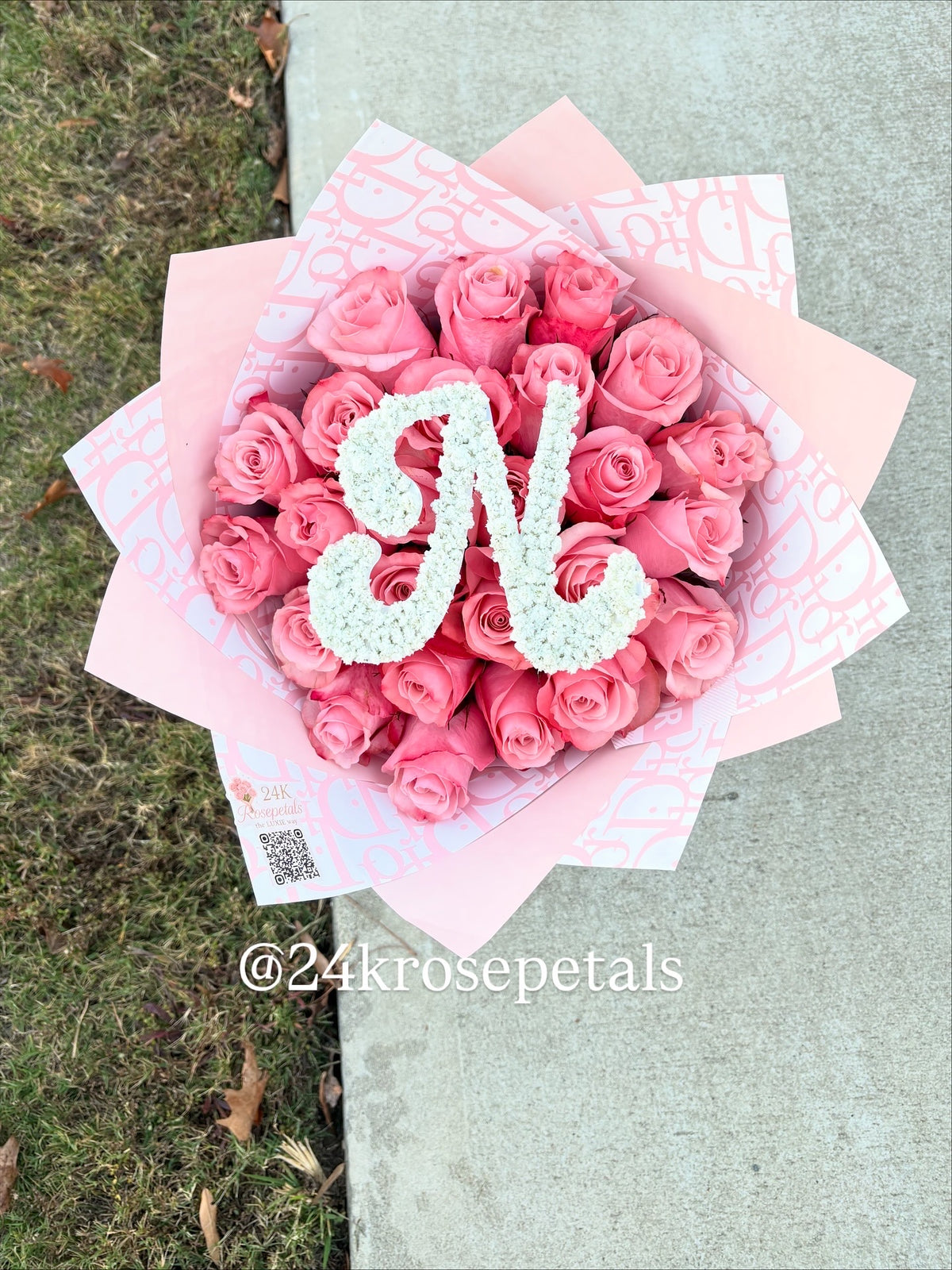 25 Count Pink Initial Bouquet