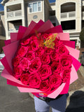 25 Hot Pink Rose Barbie Bouquet