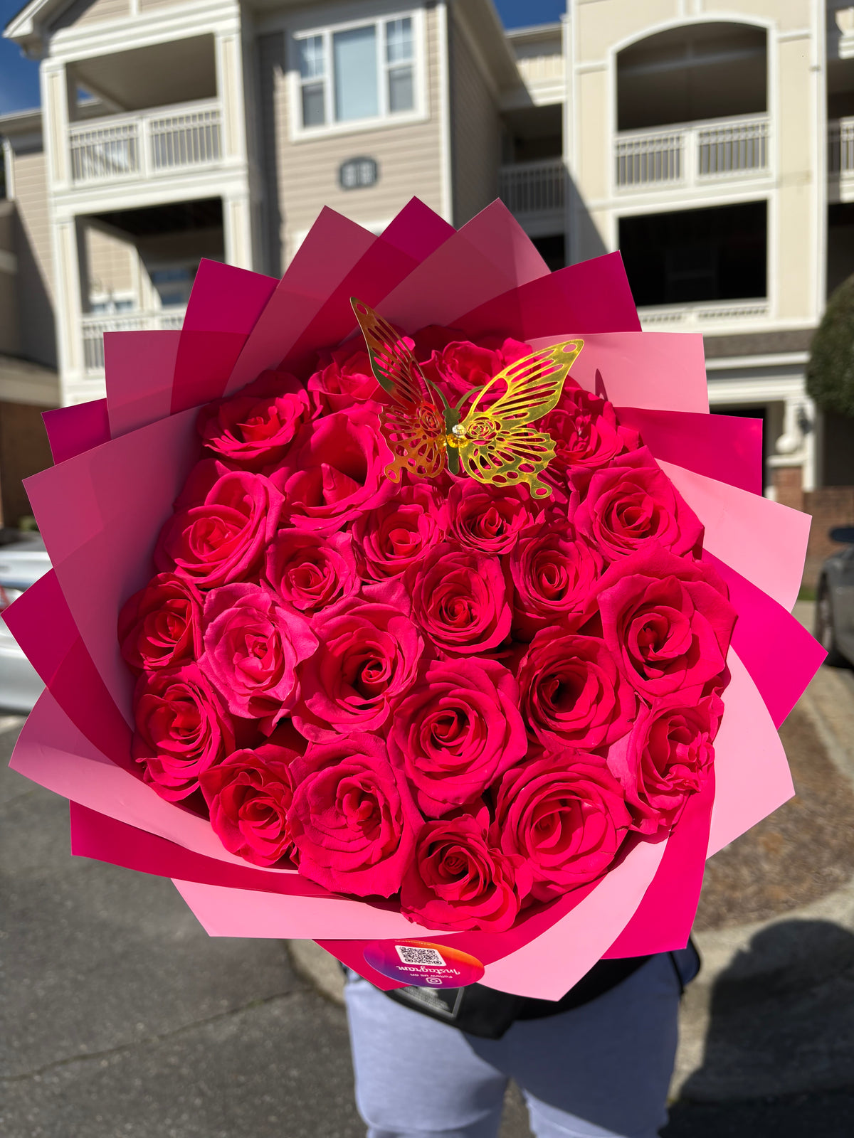 25 Hot Pink Rose Barbie Bouquet