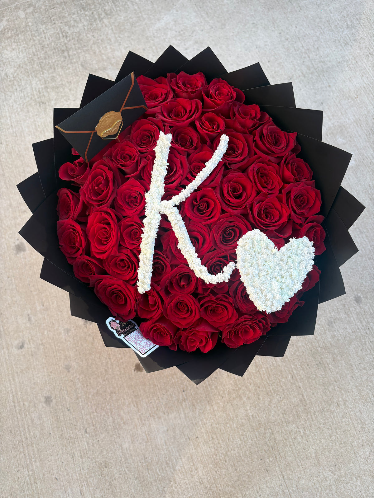 50 Red Rose Intial Bouquet