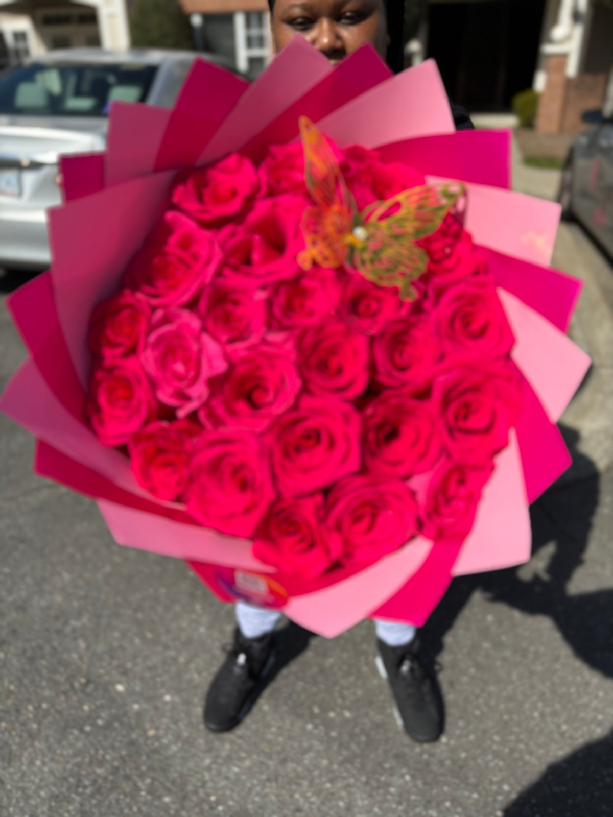 25 Hot Pink Rose Barbie Bouquet