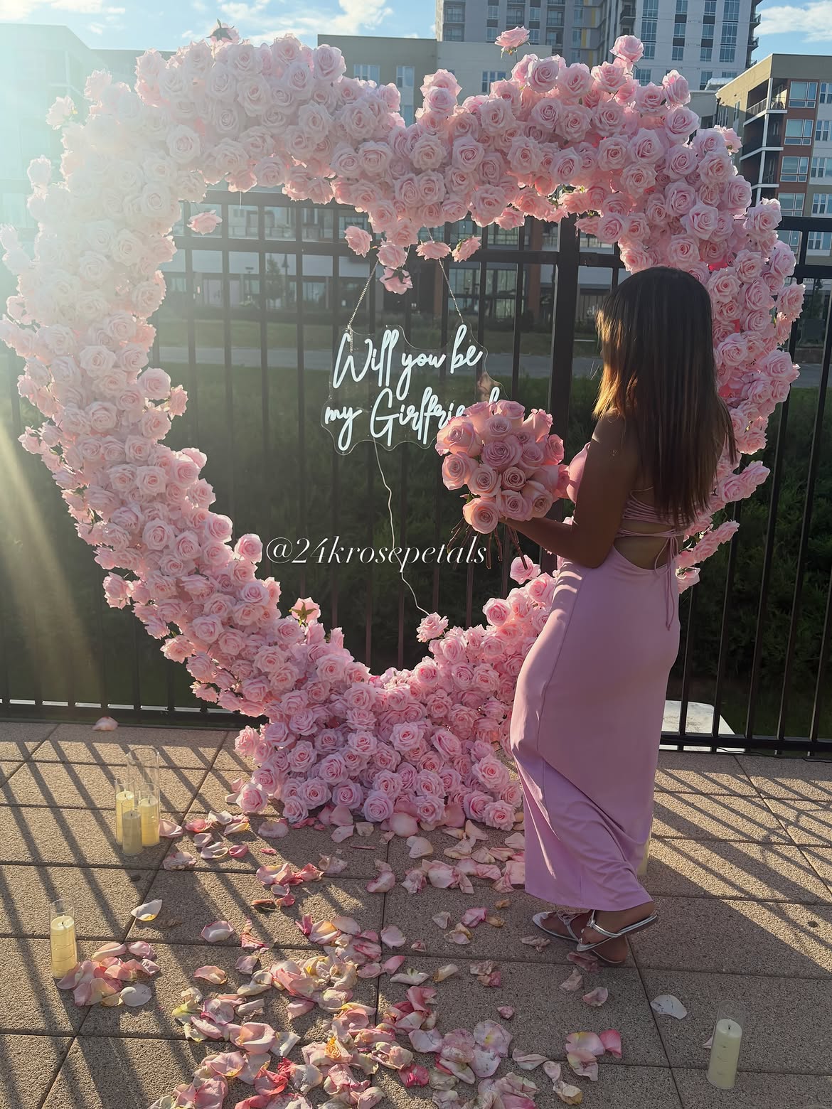 Will You Be My Girlfriend | Pink Dream Girlfriend Heart Arch Proposal