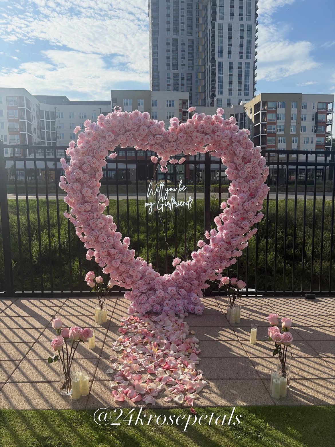 Will You Be My Girlfriend | Pink Dream Girlfriend Heart Arch Proposal