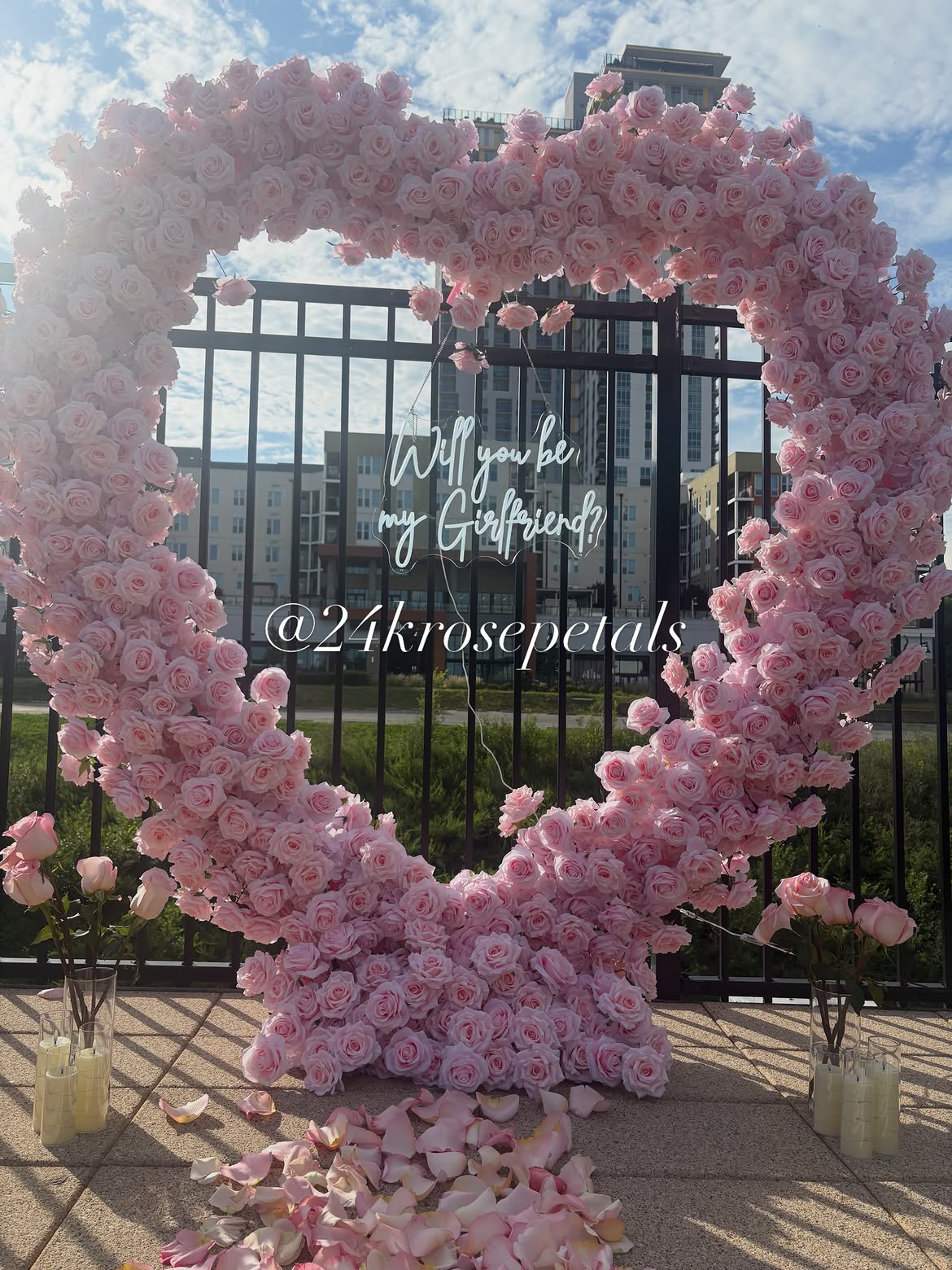 Will You Be My Girlfriend | Pink Dream Girlfriend Heart Arch Proposal