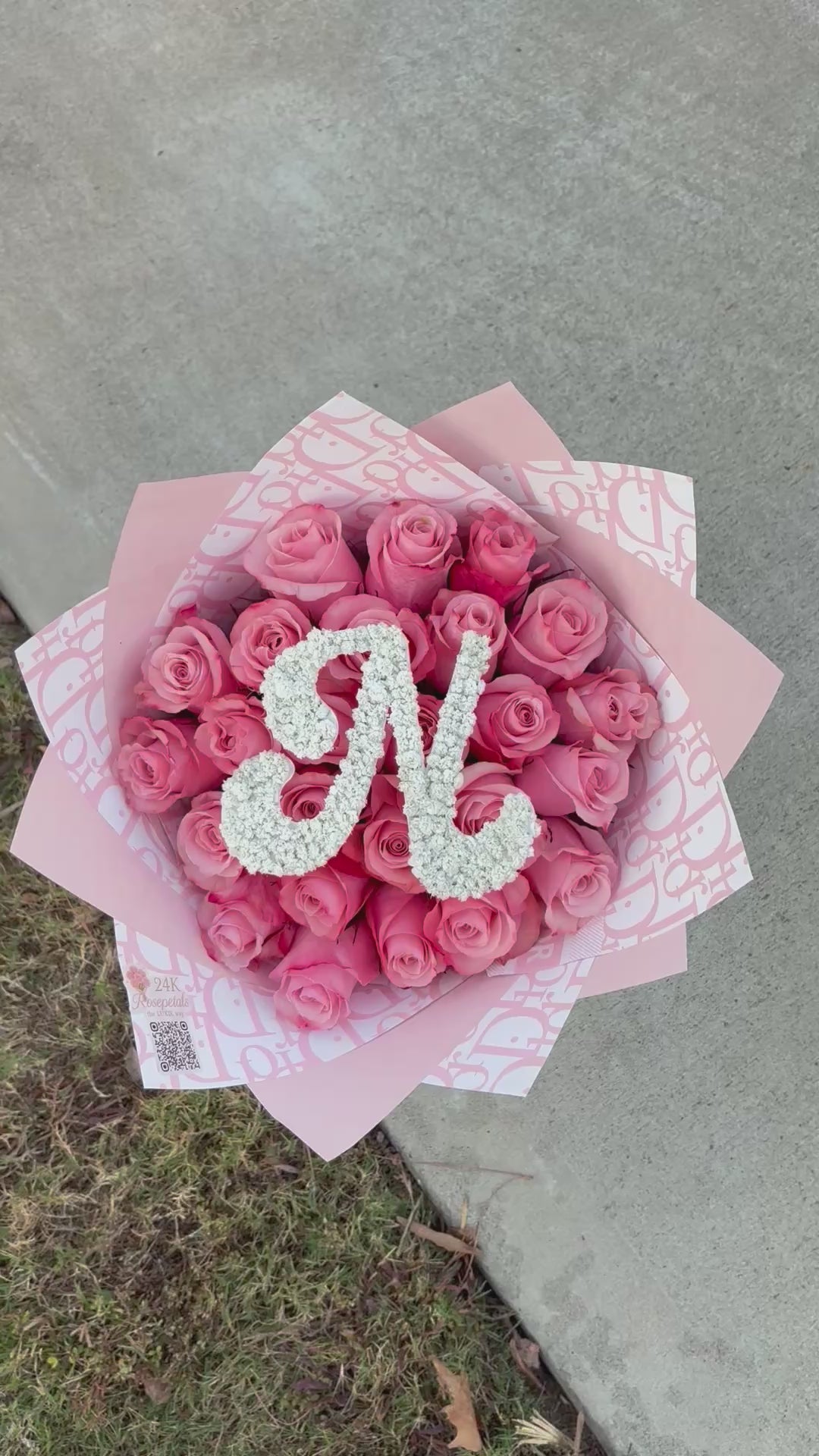 25 Count Pink Initial Bouquet