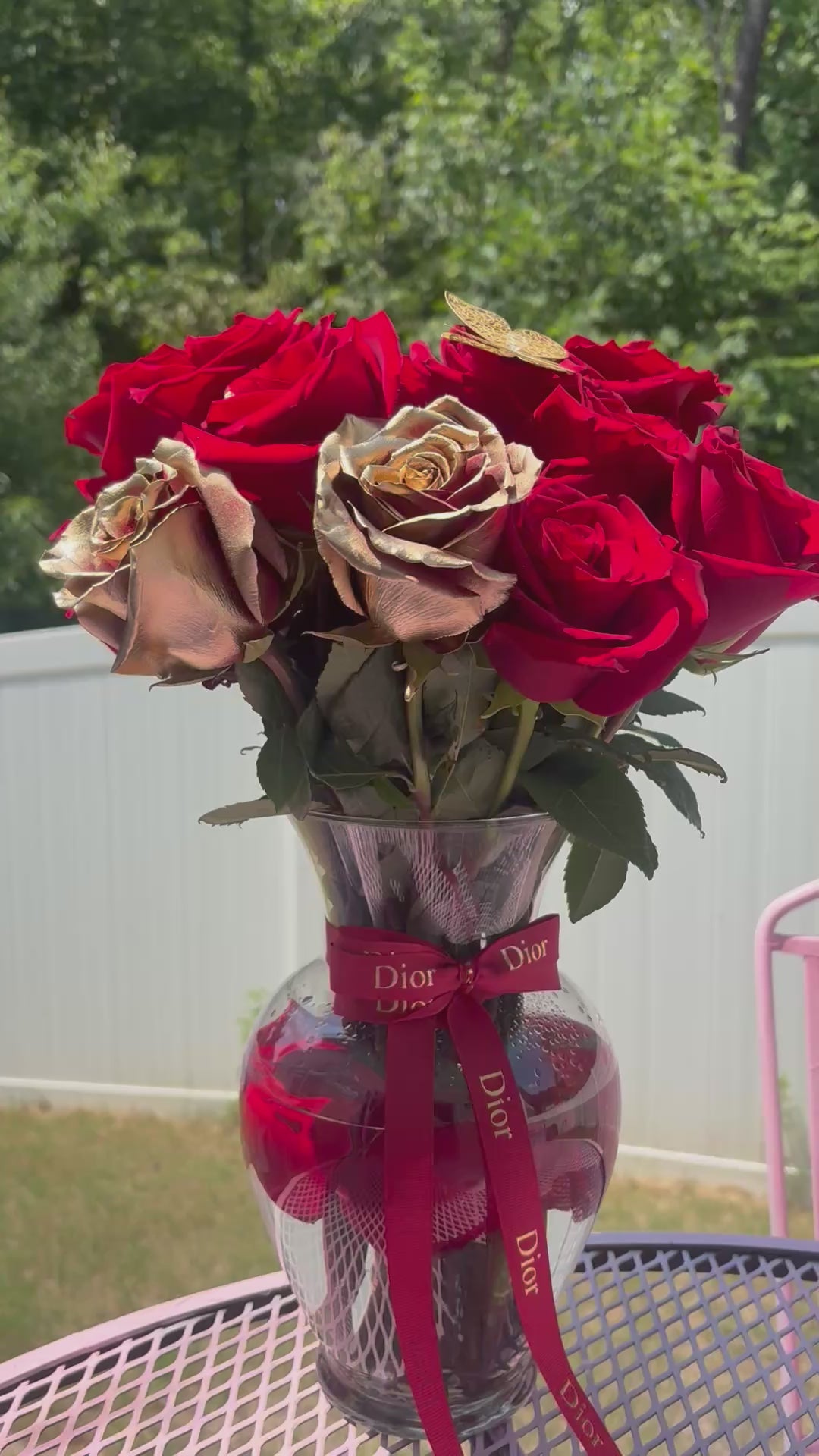 24k Gold Rose Bouquet Vase Arrangement