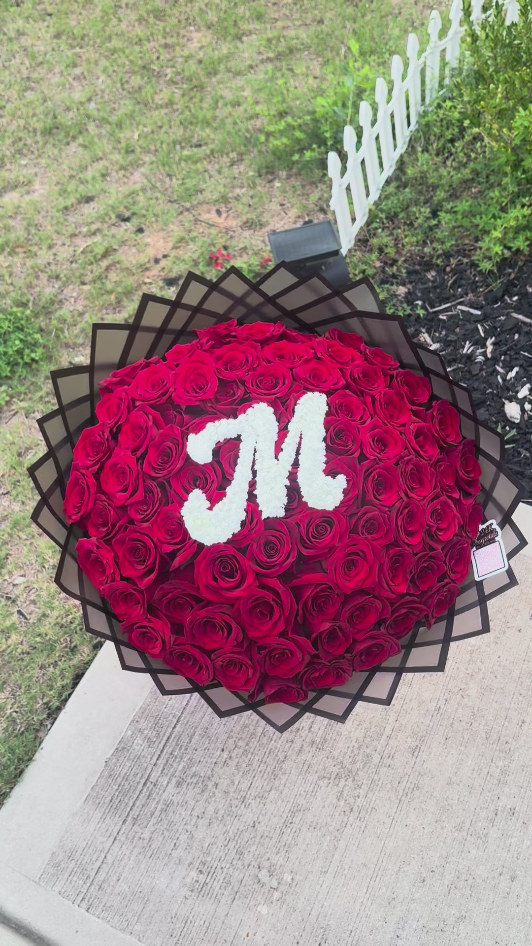 75 Count Red Rose Bouquet W/ Baby breathe Initial